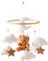 Mobile musical en peluche S&E – Support pour berceau de Bébé avec hochet et mélodie pour dormir | Apaisant et doux – Ours en peluche marron