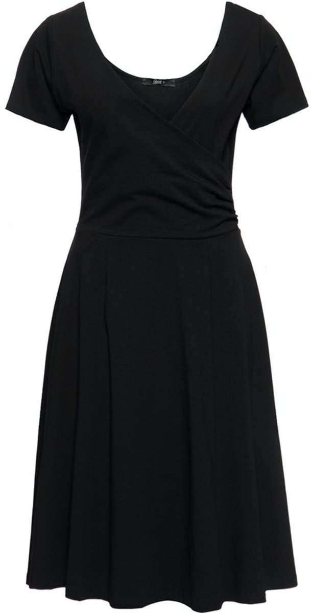 Queen Kerosin Damen Swing Kleid in Wickel-Optik Schwarz-XXL