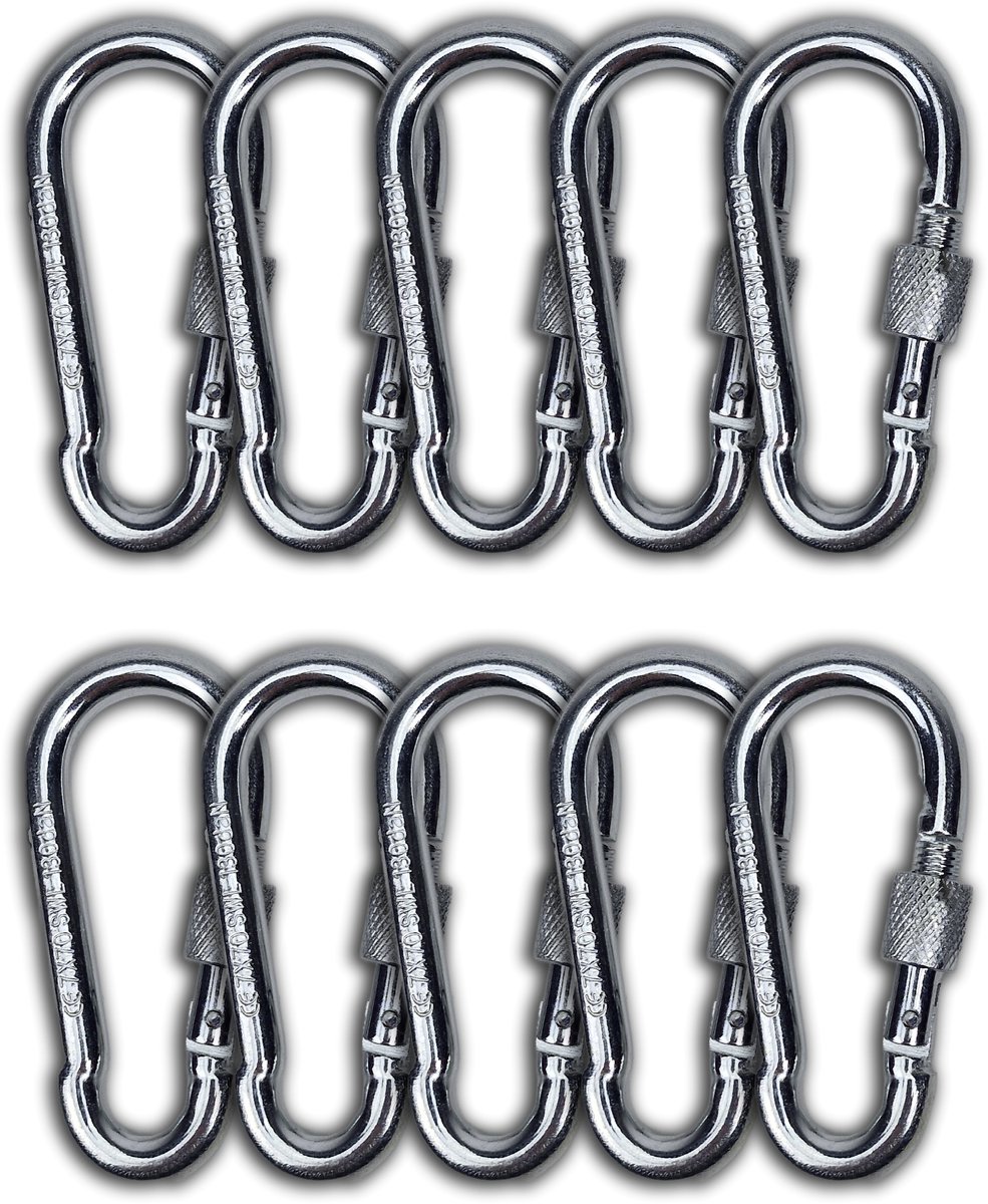 BCF-Products - Karabijnhaak - 7x70mm - 10 stuks - Verzinkt staal - met Schroefsluiting - Musketonhaak - Carabiner