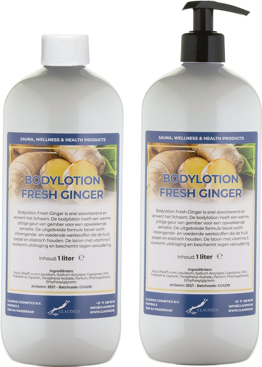 Bodylotion Fresh Ginger 1 Liter - met gratis pomp - set van 2 stuks