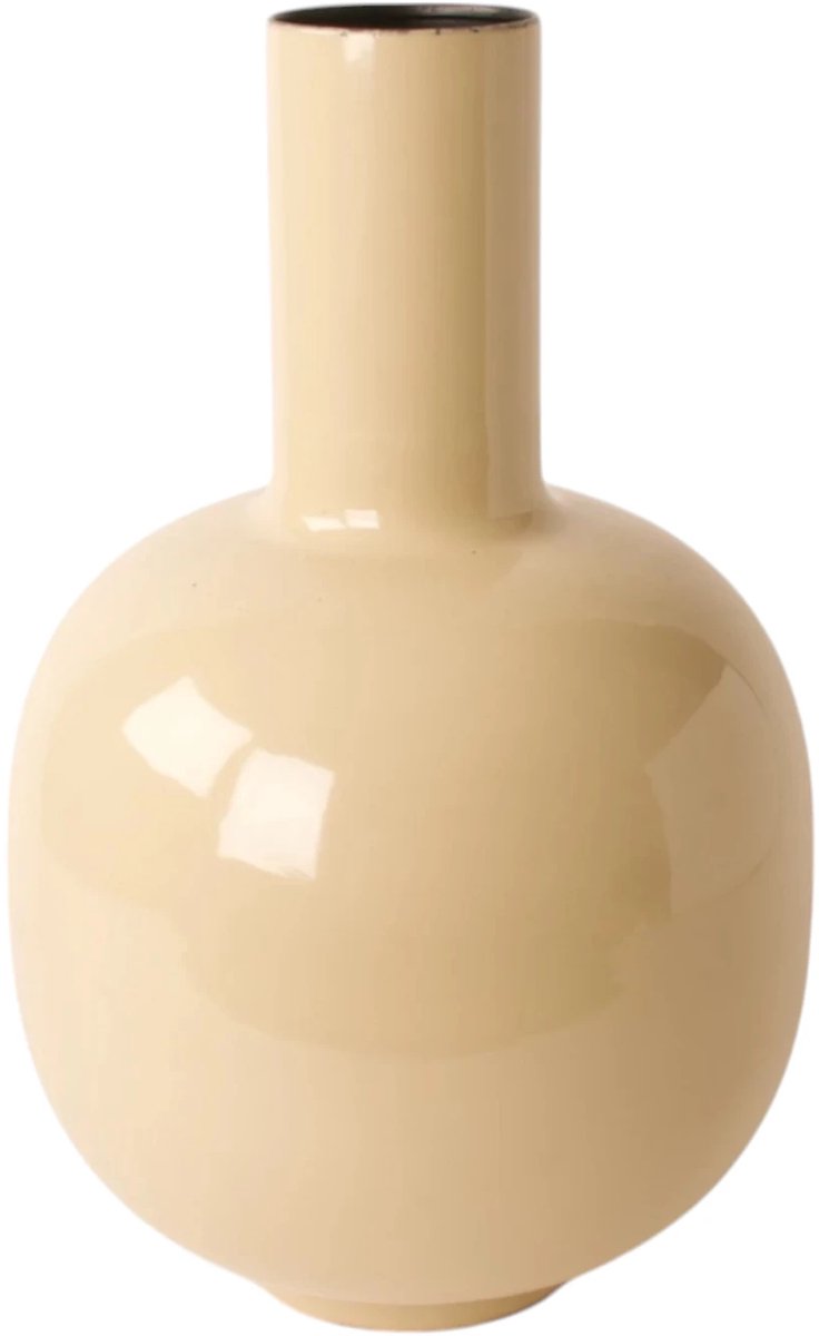 Winq Vaas Emaille Beige 26x40cm-Hoge Vaas-Metalen vaas-vaas voor kunstbloemen