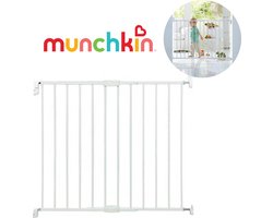 Munchkin Metalen Schroefhekje - Traphek Met Boren - Veiligheidshek met Muurbevestiging - 64.5 tot 102cm - Verstelbaar aan de boven- en onderkant - Wit