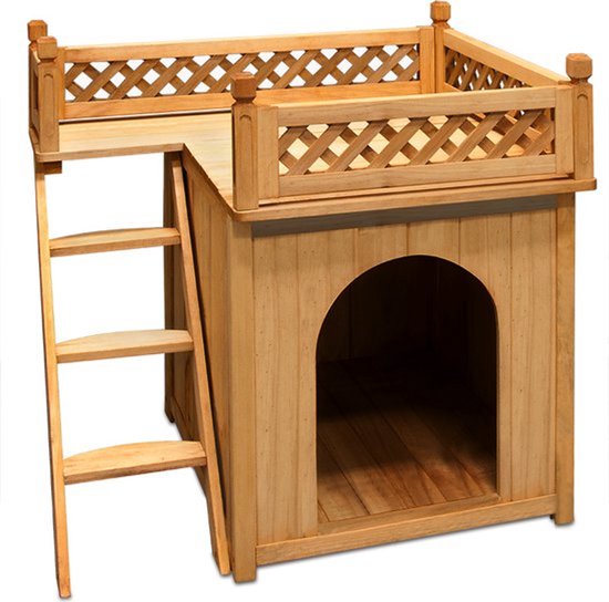 Cadoca Kattenhuis - Balkon Buiten 2 Verdiepingen 53,5x54,5x64,5cm - Hout
