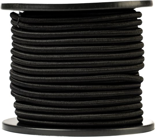 SNURO Elastisch Rond Touw  4mm, 100m, Zwart  Professionele Kwaliteit Weerbestendig En Herbruikbaar Breekkracht 80kg Wll 40kg 1672315078