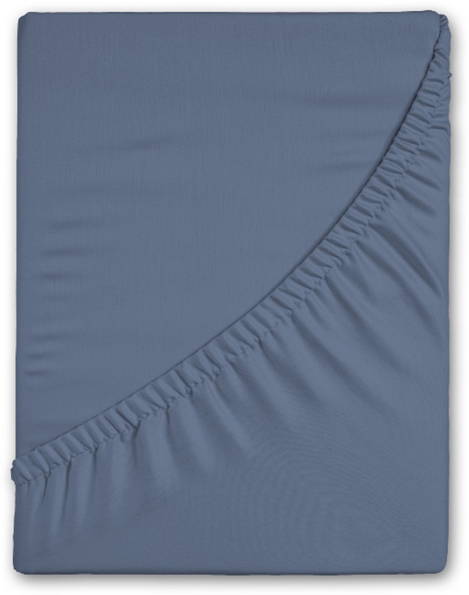 Good Morning hoeslaken effen kleur - 1 persoons 90x200 cm - Blauw - 100% Katoen flanel