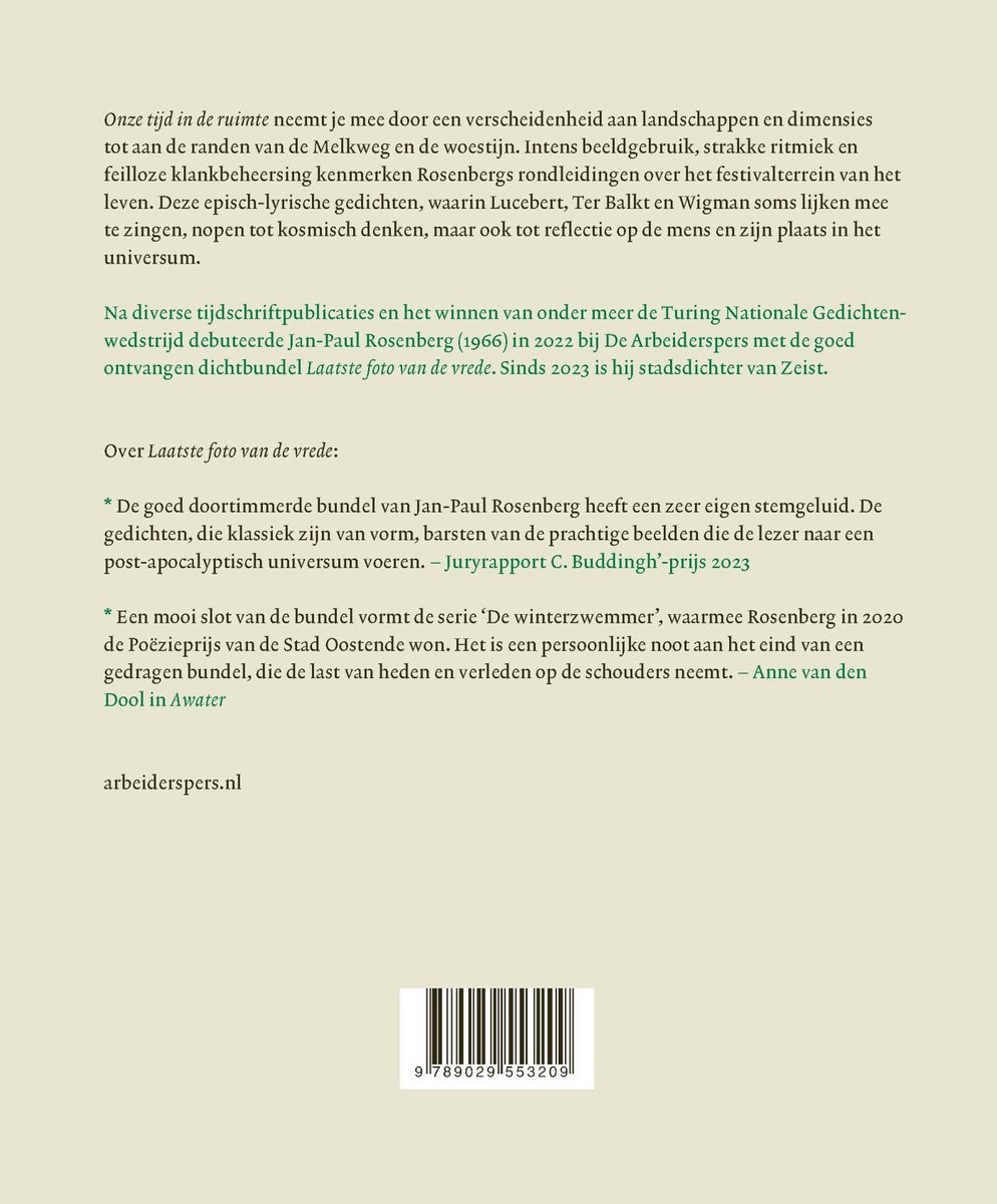 Boekcover met tekst en barcode