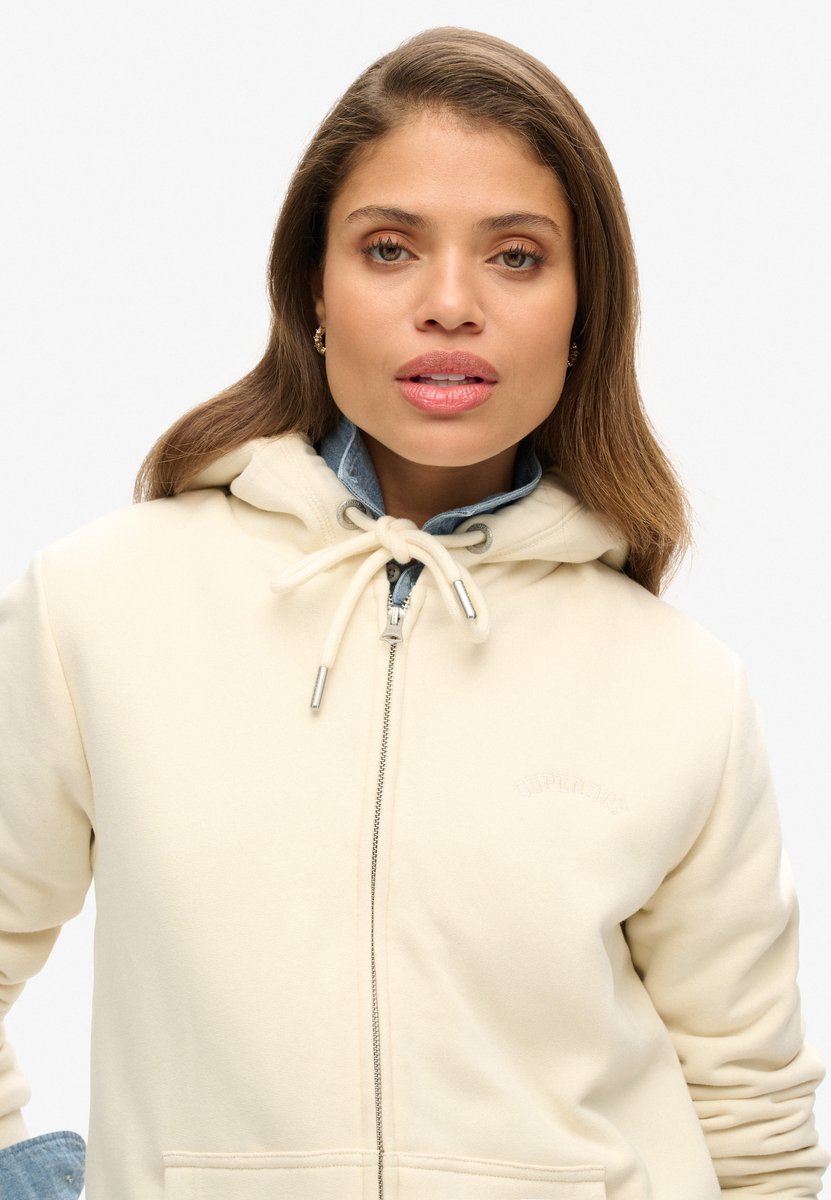 Superdry Hoodie met rits en borgvoering Dames Hoodies Creme