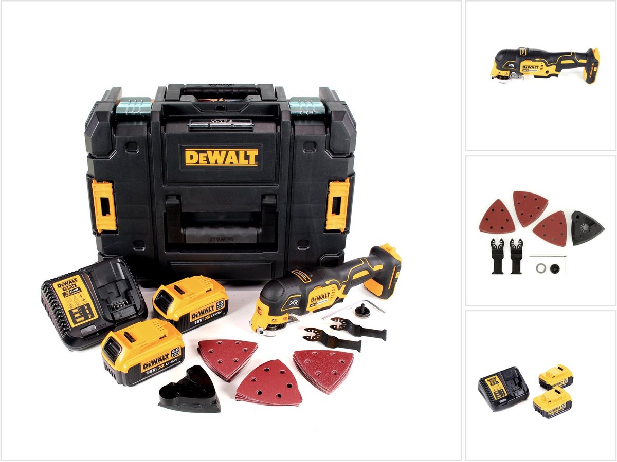 DeWalt DCS 355 M2 accu-oscillator multitool 18 V borstelloos + 2x accu 4,0 Ah + oplader + accessoires + TSTAK