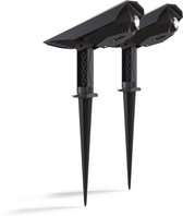Bol.com Calex Padoa Solar Prikspot - 2 stuks - Tuinspot - Zonne-energie - Waterdicht - Dag Nacht Sensor - Warm Wit Licht - Zwart aanbieding