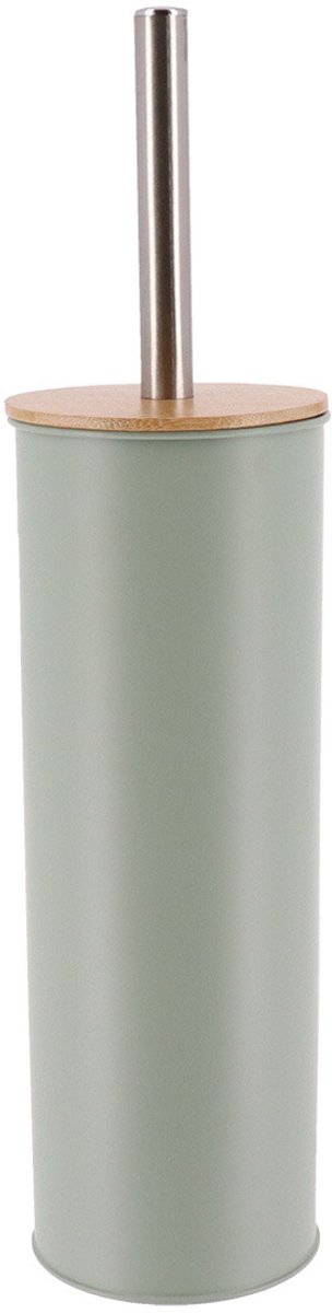 Tendance Toilet/badkamer toiletborstel met houder - Bamboo Vibe - lichtgroen - D10 x H40 cm