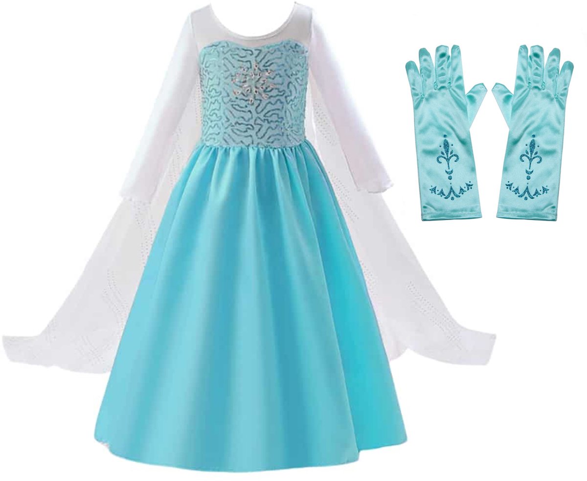 Het Betere Merk prinsessenjurk meisje - verkleedkleren meisje - Elsa jurk - maat 134/140 - met prinsessen accessoires