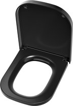 Bol.com DERW Max WC-brill Zwarte - Rechthoekige - Toiletbril Softclose - Urea-formaldehyde Hars - Belastbaar tot 150 kg - Snelle... aanbieding