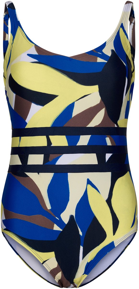 Pastunette Badpak Beach Leaves - Ecru/Blauw/Lime - Corrigerend