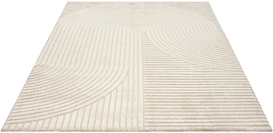 le tapis Everest - tapis moderne à poils courts pour salon et chambre à coucher avec effet haut-bas, effet 3D, haute densité de poils et agréablement doux, Beige, 120 x 170