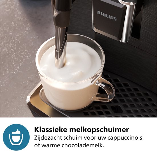 Philips 2200 Series - Espressomachine - 2 Soorten Koffie & Heet water - Melkopschuimer voor Cappuccino - Keramische molen - Volautomatisch - Zwart - Koffiemachine met bonen - EP2220/10