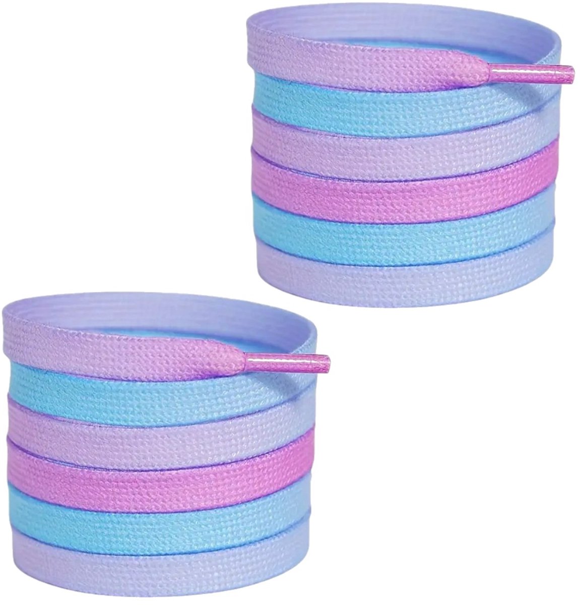 Fako Fashion - Schoenveters - Veters - Plat - 8mm - 120cm - 1 Paar - 2 Stuks - Blauw/Paars