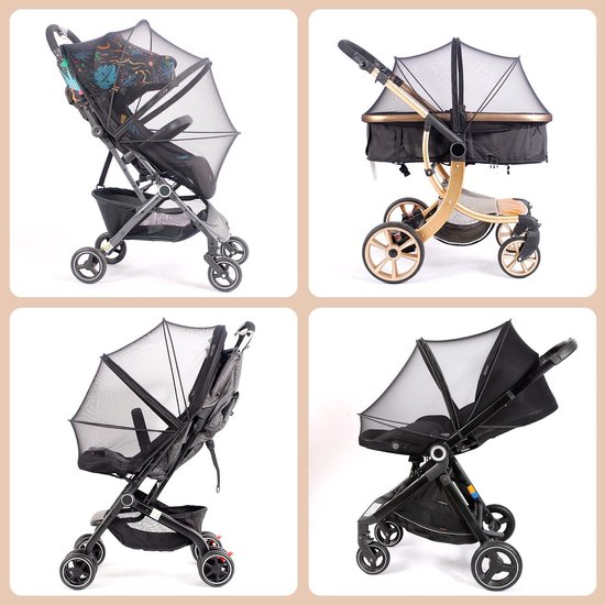 kinderwagen Muskietnet - Klamboe voor kinderwagen - zwart - insectennet voor kinderwagens, wiegjes, wiegen - Muskieten Net - Baby Wagen Klamboe - Muggen Bescherming Net - Muggennet - Zwart mesh gaas - 43*100 cm — afbeelding 4