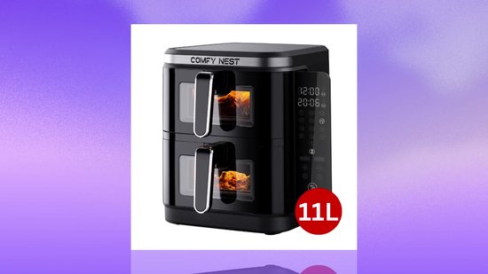 Comfy Nest, Friteuse à air double panier 11L avec 12 programmes de cuisson, Air Fryer, technologie de circulation d'air rapide et écran tactile LED - Taille : 11L, Couleur : Noir Comfy Nest, Friteuse à air double panier 11L avec 12 programmes de cuisson, Air Fryer, technologie de circulation d'air rapide et écran tactile LED - Taille : 11L, Couleur : Noir