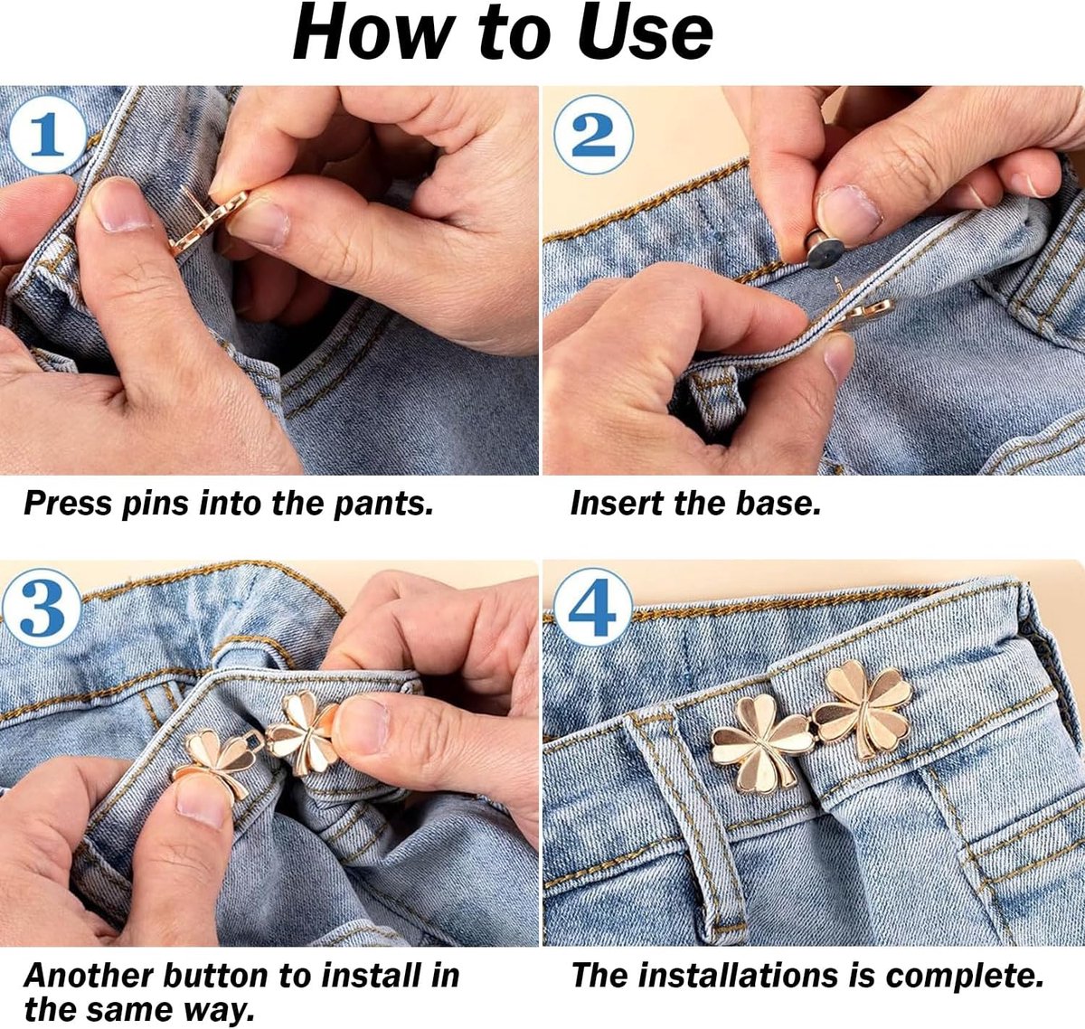 8 paar Broek Taille Tightener - Broekverkleiner - Verstelbare Taille Gesp Set Afneembare Knop Aanscherping Knop Richter Knoppen - Pins - Voor Broek Jeans Rokken Mouwen - Universeel - Herbruikbaar - One Size — cadeau in Cadeau-ideeën - foto 8