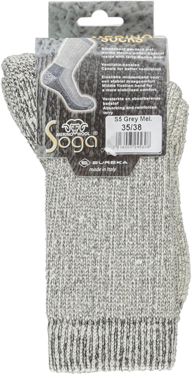 Soga 2-Pack Extra Warme Merino Badstof Binnenvoering Heren Dames – 43-45 S5 Grijs