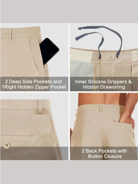 Nivard Golfbroek Heren - Golfkleding - Golfen - Golf Accessoires - Nette Pantalon - Beige M - Maat 48 van Nivard — afbeelding 3