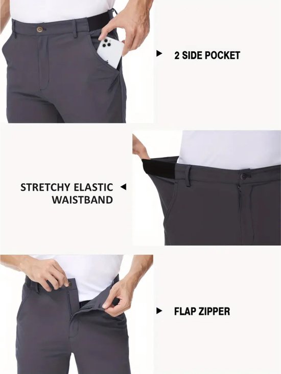 Nivard Golfbroek Heren - Golfkleding - Golfen - Golf Accessoires - Nette Pantalon - Donkergrijs L - Maat 50 van Nivard — afbeelding 2