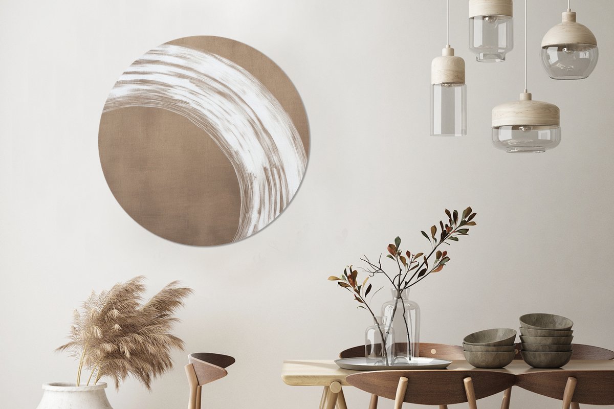 WallCircle Wandcirkel - Muurcirkel - Verf - Bruin - Japandi - Aluminium - Dibond - 90x90 cm - Binnen en Buiten Japandi - Cirkel