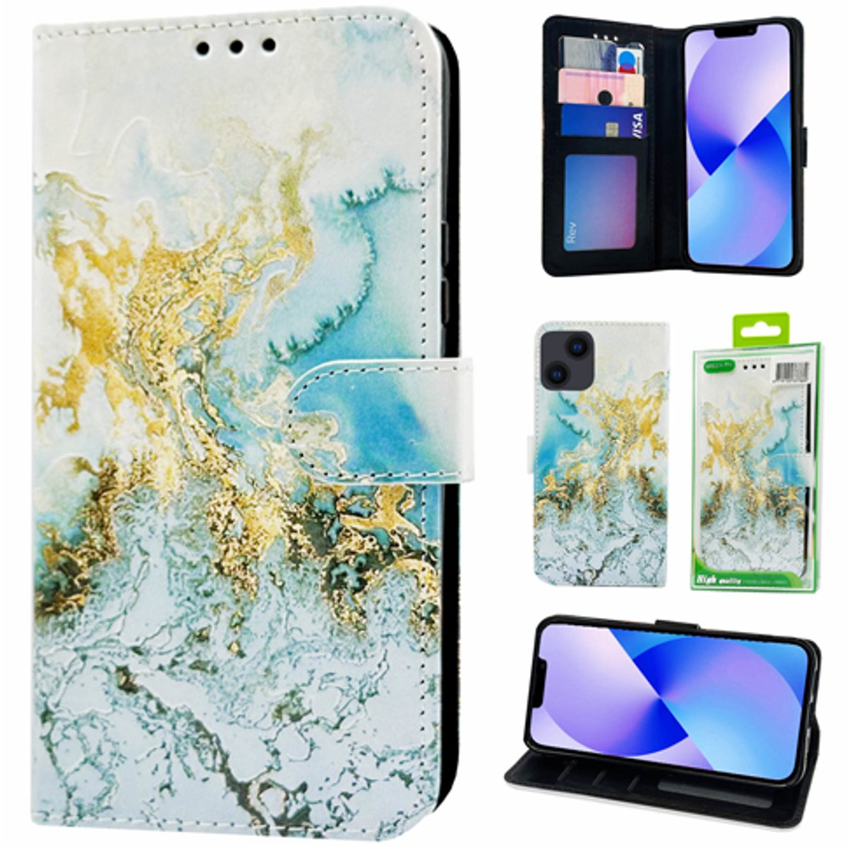 Telefoonhoesje Geschikt voor Samsung S23 - Bookcase - Marmer Printje - Ruimte voor 3 pasjes