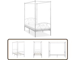 vidaXL Hemelbedframe Wit Metaal 120x200 cm Metalen Hemelbed - Wit Bedframe - Tweepersoons Bed - Slaapcomfort - Design Bed