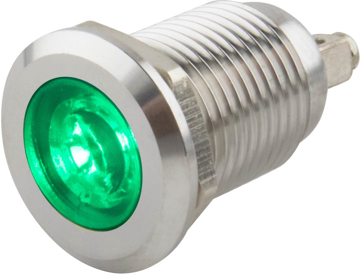 Led indicator | ø 12 mm. | 6-24 Volt DC/AC | Groene uitvoering