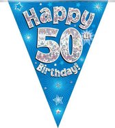 Oaktree - Vlaggenlijn Blauw Happy 50th Birthday (4 meter)