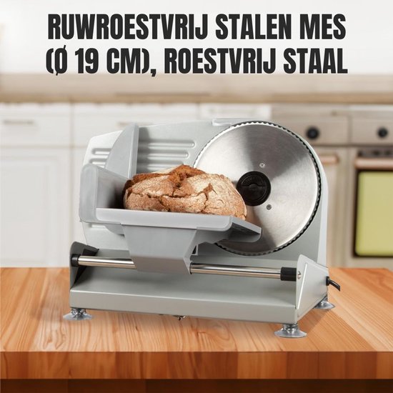 Trancheuse à viande Zylo® - Trancheuse multi-usages - Trancheuse à viande pour la maison - Trancheuse multifonctionnelle avec Ø 190 mm - 27 x 19 x 24 cm - Argent