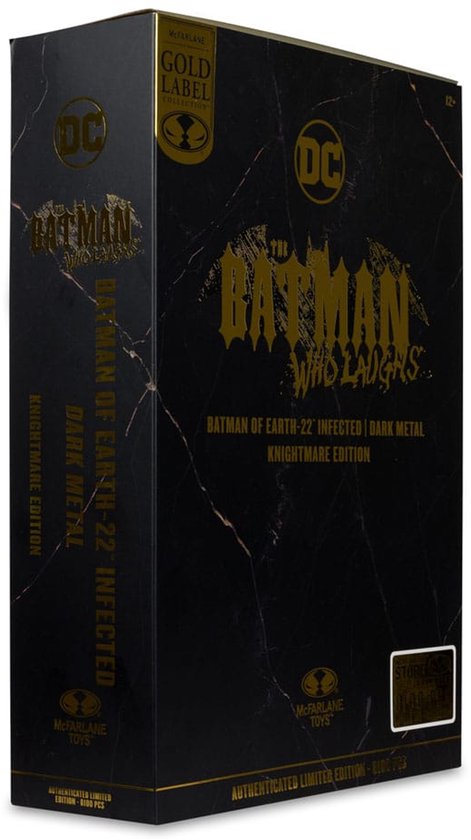 Doos van "The Batman Who Laughs" actiefiguur, editie "Dark Metal".