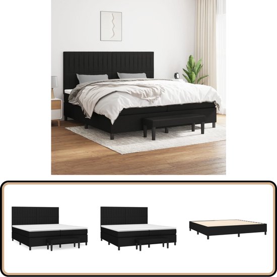 vidaXL Boxspring - Zwart - 200x200 cm - Complete Set Boxspring - Bed Frame - Tweepersoonsbed - Zwarte Boxspring - King Size Bed