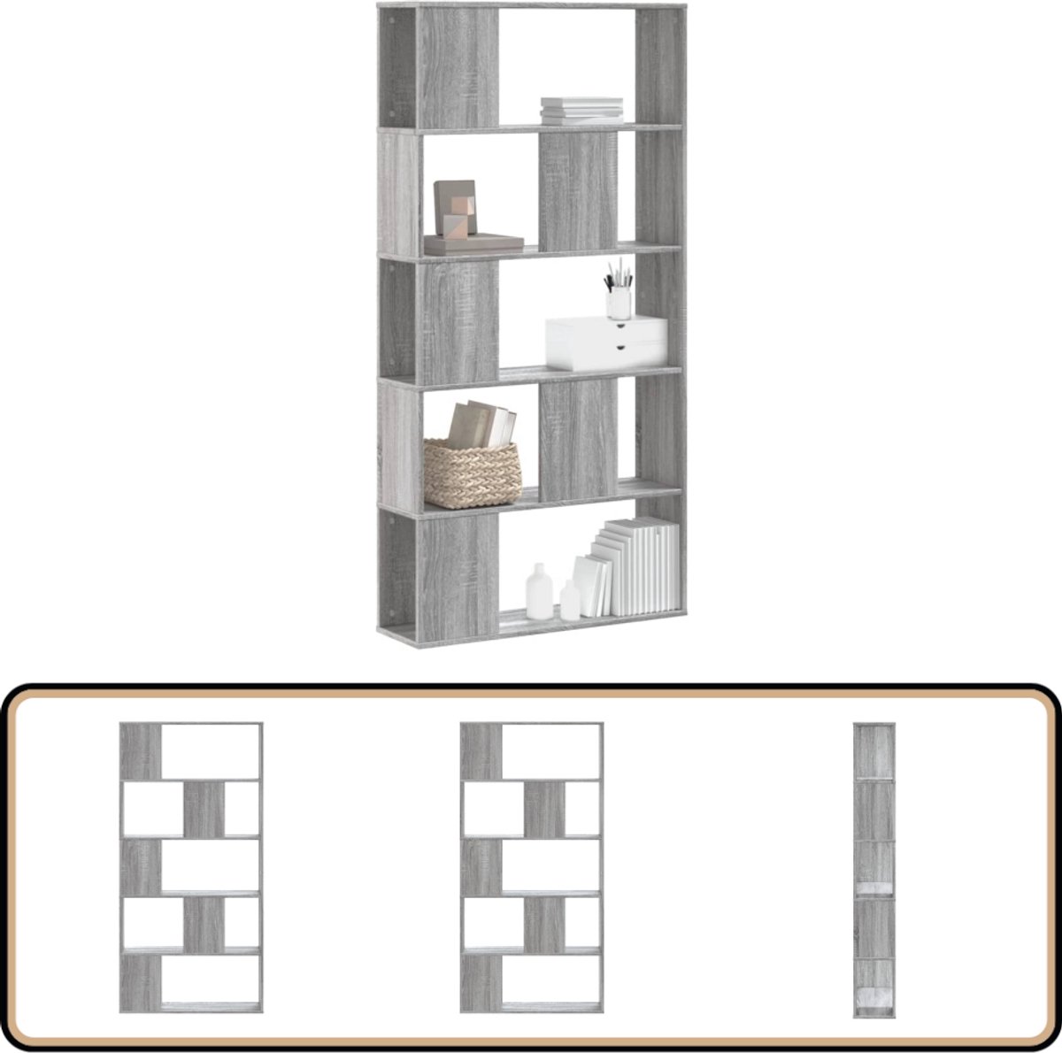 Boekenkast 5-laags 80,5x23,5x162,5 cm bewerkt hout zwart