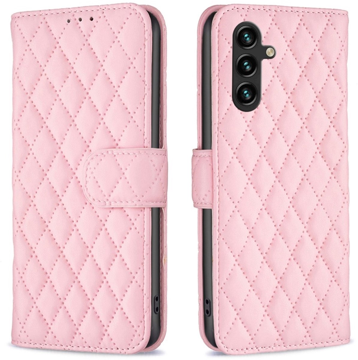 BINFEN Hoesje - Geschikt voor Samsung Galaxy A36 Hoesje - BINFEN Rhombus Book Case - Roze