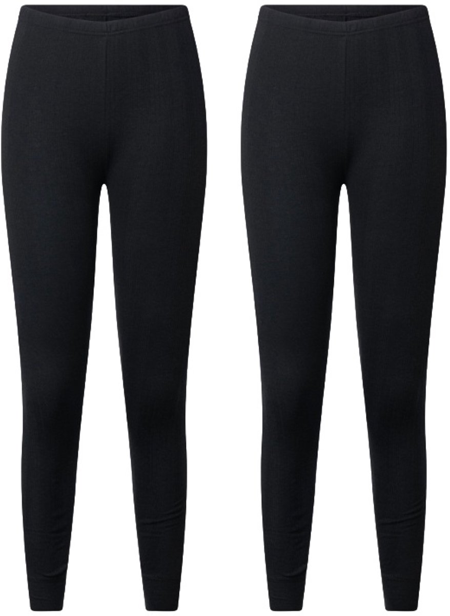 Lunatex - 2 dames thermobroeken - 50% polyester en 50% modal - zwart - maat S