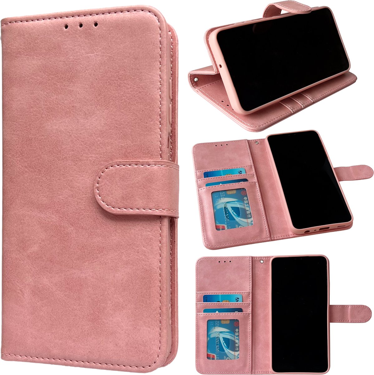 Casemania Hoesje Geschikt voor Apple iPhone 16e - Roze - Luxe Portemonnee Book Case
