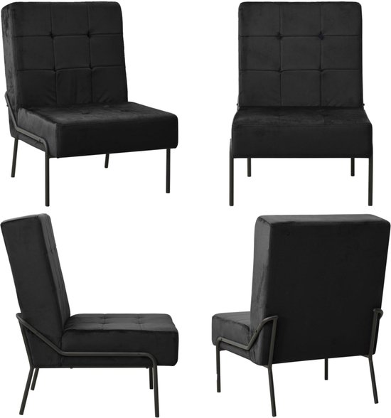 vidaXL Fauteuil relax 65x79x87 cm Velours Noir - Fauteuil relax - Fauteuils relax - Fauteuil - Fauteuils