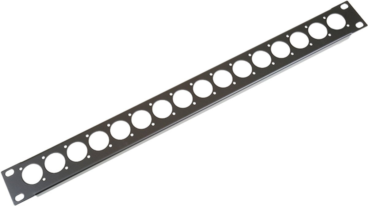 Penn Elcom R1269/1Uk/16 frontplaat, 16 gaten Neutrik D, 1 HE, staal