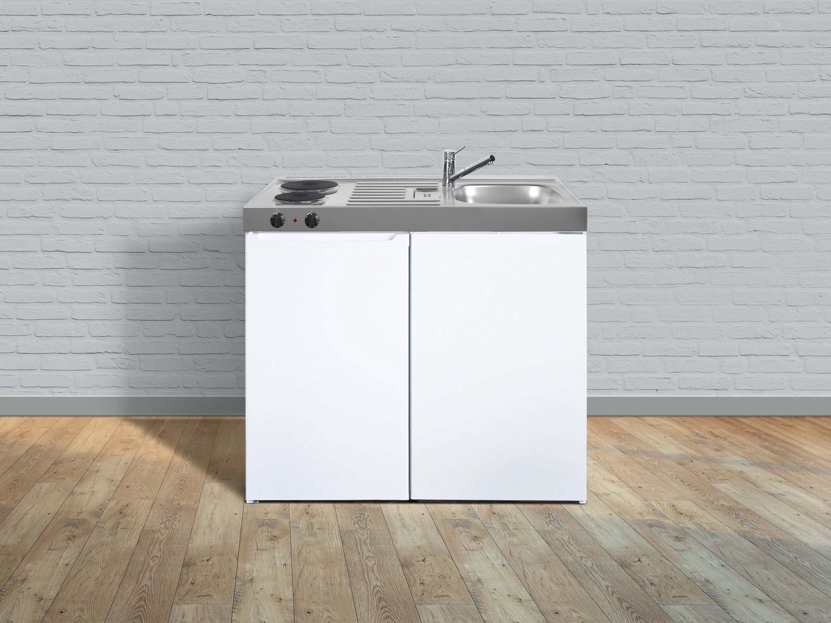 Minikeuken BeNeLux Stengel Easyline 100 minikeuken met koelkast en kookplaat LINKS kitchenette
