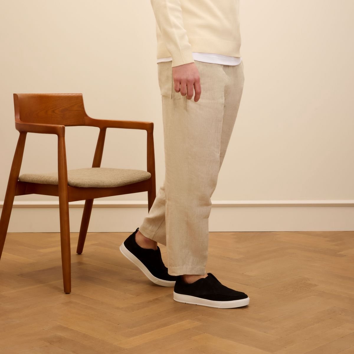 Manfield - Heren - Zwarte suède loafers - Maat 46