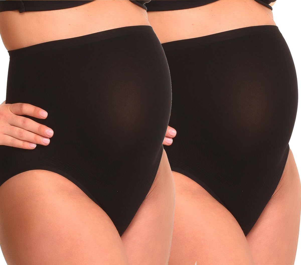 Mamsy - 2-Pack Seamless zwangerschaps Slip met shapewear effect - Zwart- XS/S