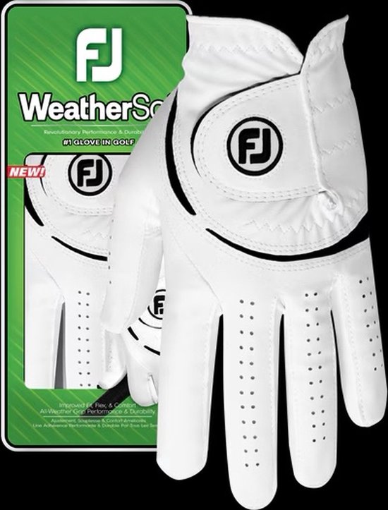 FootJoy WeatherSof Lot de 2 gants de golf pour homme, blanc, taille L, portés à la main droite
