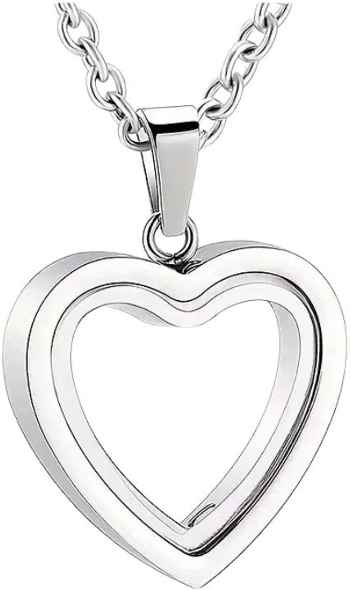 Ashanger Glazen Hart Zilver - Ashanger Hart Glas - Mini urn - Ashanger met ketting en vuls