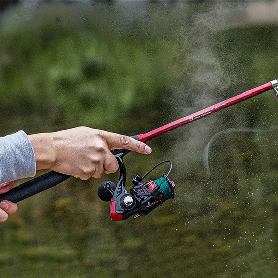 Kit de pêche - Cadeau - Ensemble de pêche - Canne à pêche télescopique - Canne à lancer - Kit de pêche portable pliable - Débutant - Rouge
