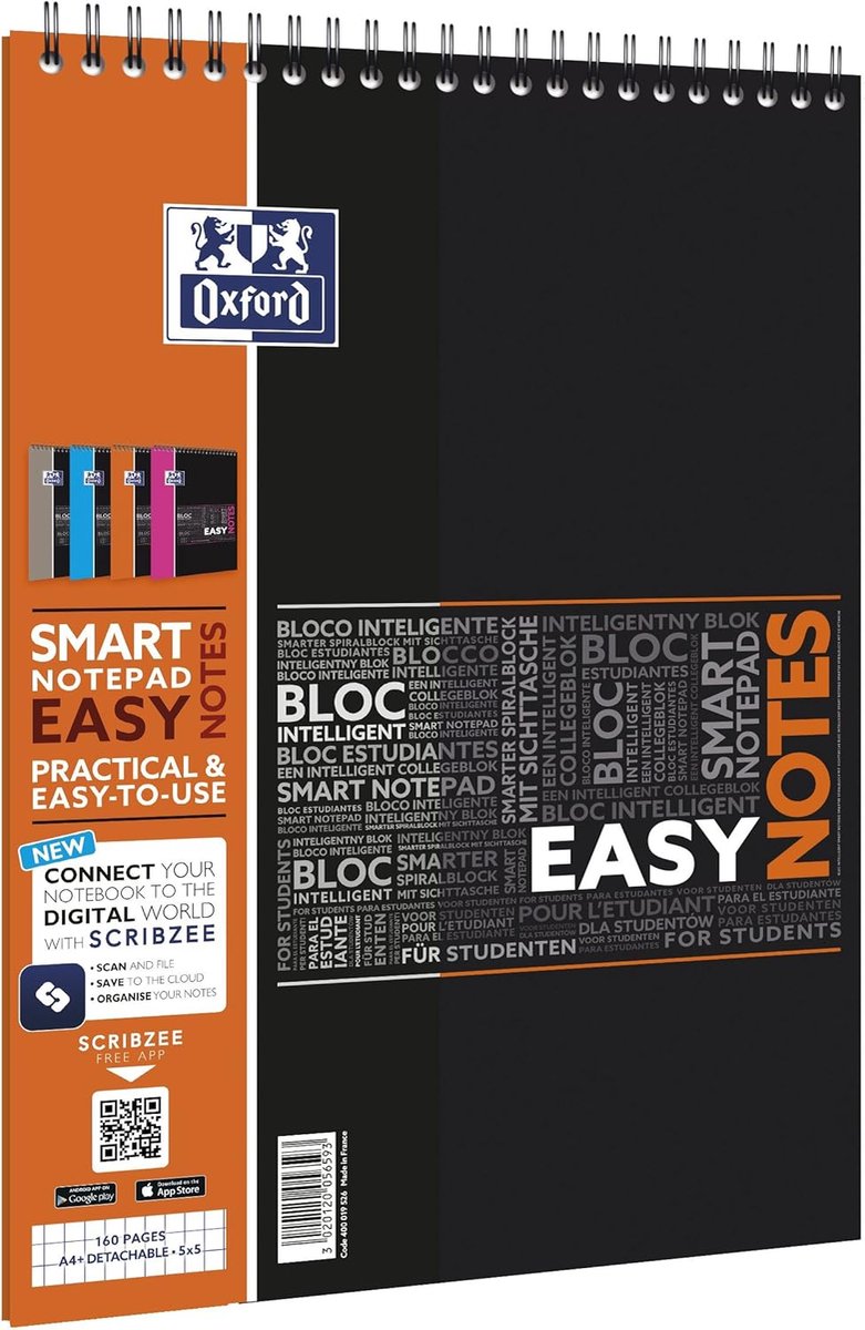 Digitaal Notitieblok A4 Geruit - 5-Pack met 4 Kleuren en Microperforatie