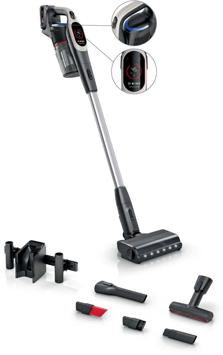 Bosch Unlimited 9 BCS931GAC - Snoerloze Steelstofzuiger - MicroClean™ Technologie - HEPA Filtratie - XXL Meubelzuigmond - 10 Jaar Motorgarantie - Grijs/Zwart