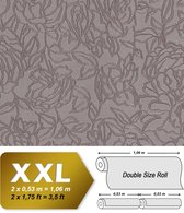 Bloemen behang EDEM 9040-22 vliesbehang hardvinyl warmdruk in reliëf gestempeld met bloemmotief glimmend grijs bruin 10,65 m2