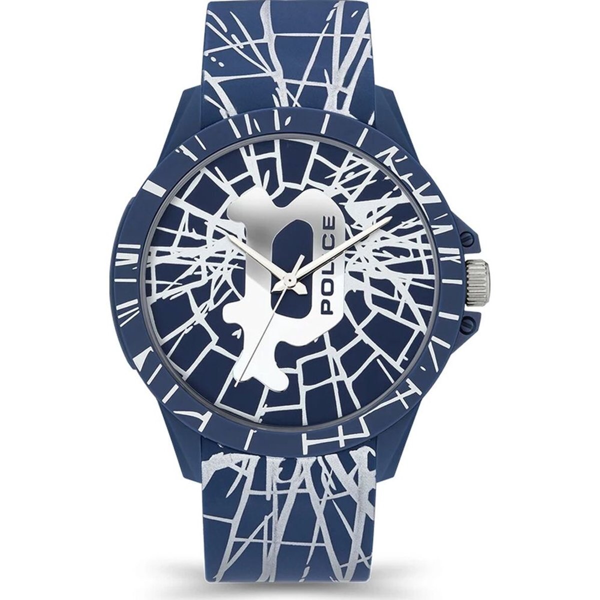 Politie Blauwe Silicone Horloge Met 40MM Wijzerplaat